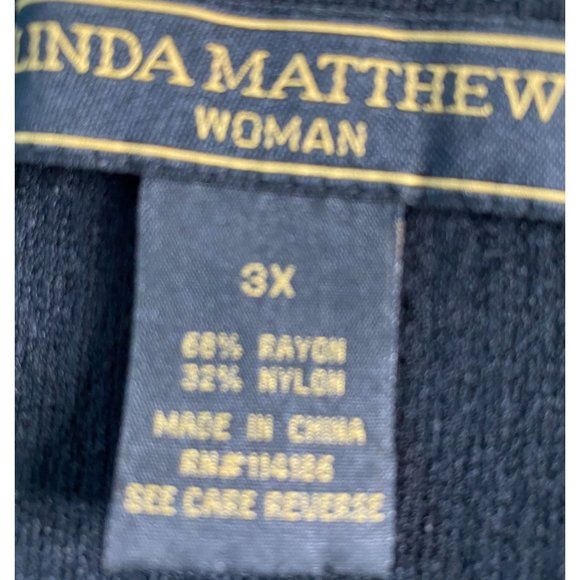 Linda Matthews Woman 3X Black Twin Set Top & Cardigan Sweater Knit Crochet Trim - Picture 11 of 16